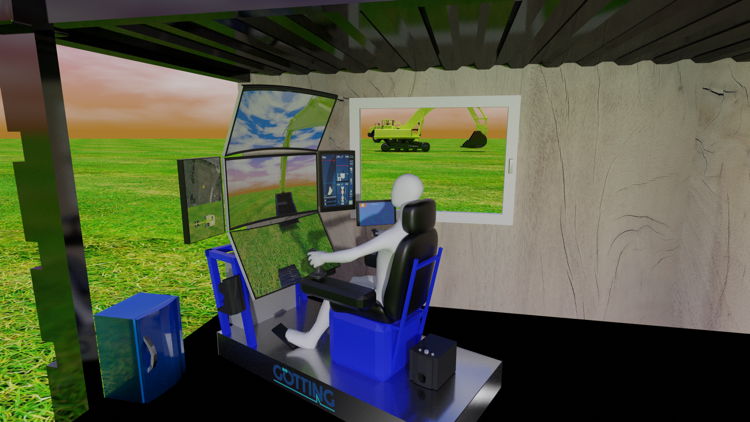 3D rendering of the control stand in a cabin with a view of the open spaces